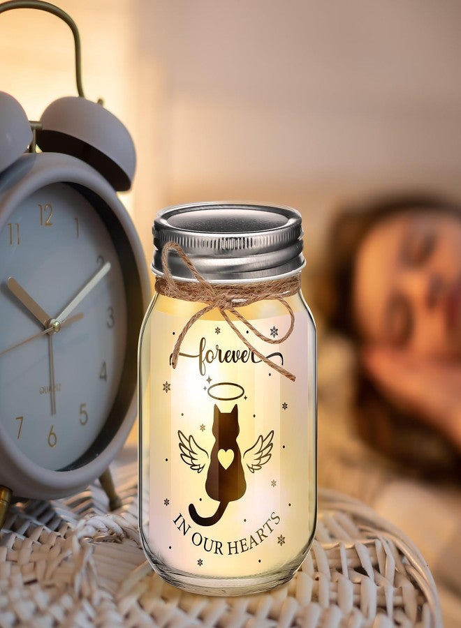 Glooglitter Cat Memorial Gifts for Loss of Cat Mason Jar Night Light Decor Pet Lover Sympathy Remembrance Gifts for Women Loss Loved Pet Bereavement Memorial Ornament - Image 3